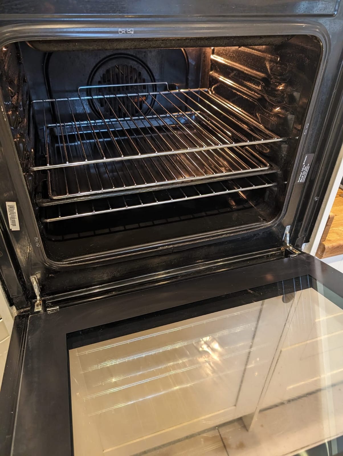 Oven interior cleaned to a sparkling finish